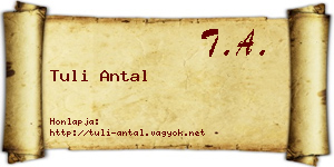 Tuli Antal névjegykártya